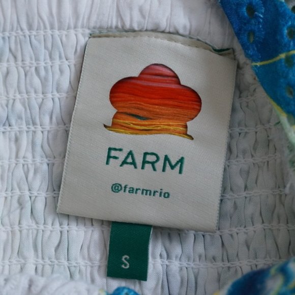 Farm Rio Araras Parrot Bird Print Eyelet Smocked Short Puff Sleeve Mini Dress - Picture 7 of 8